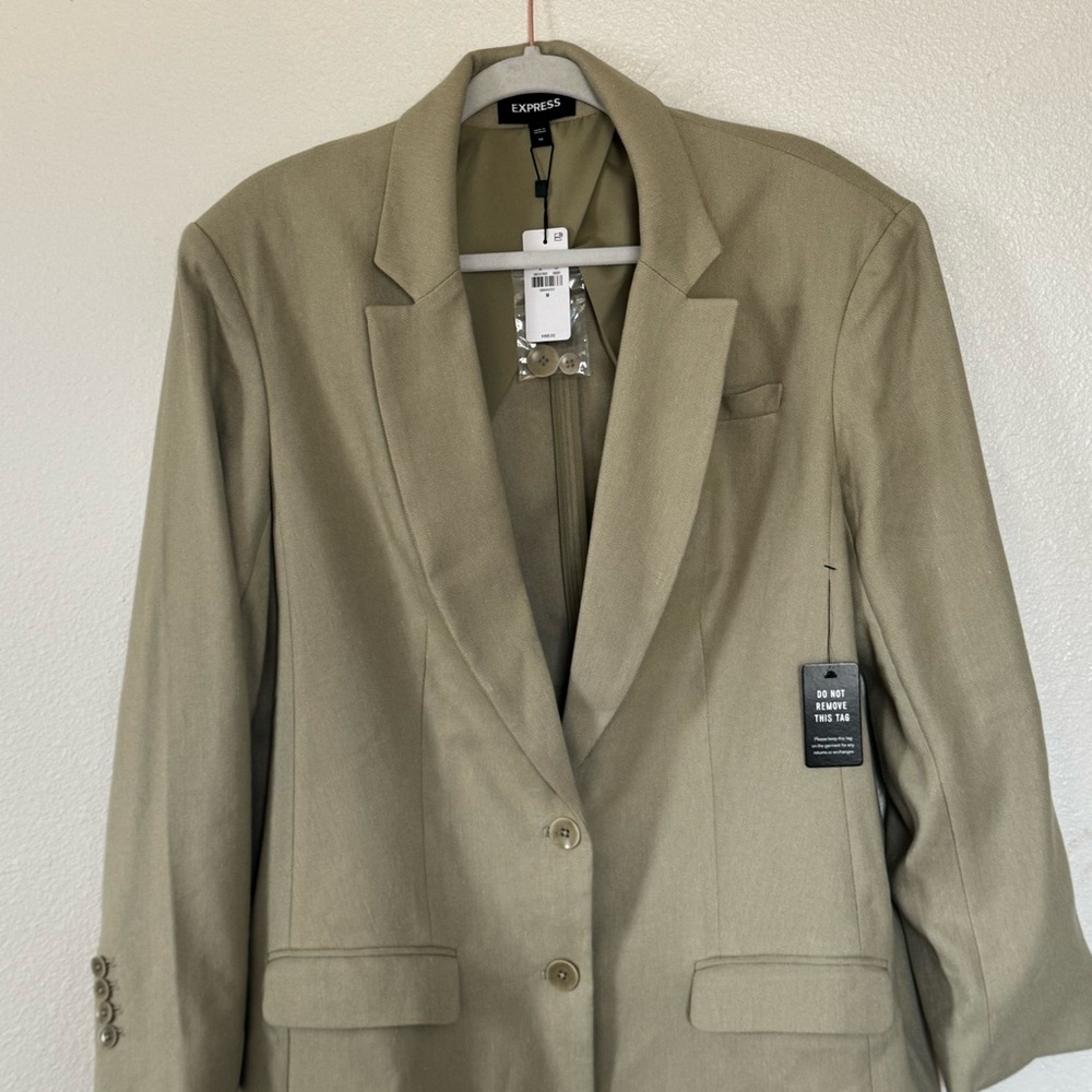 NEW EXPRESS ELM LINEN BLEND OVERSIZED BOYFRIEND BLAZER SZ M MEDIUM NEW $168 - Picture 3 of 11